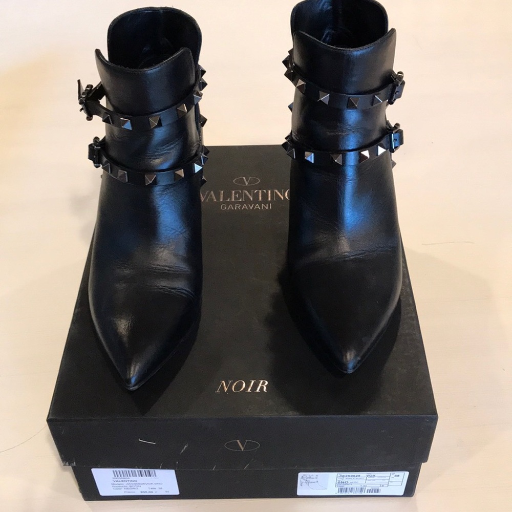 Valentino Noir Studded Leather Booties
